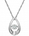 Twinkling Diamond Star Diamond Open Teardrop Pendant Necklace in 10k White Gold (1/5 ct. t. w. )