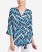 Ny Collection Printed Faux-Wrap Bell-Sleeve Top
