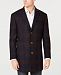 Tallia Men's Big & Tall Slim-Fit Navy/Brown Windowpane Plaid Overcoat