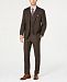 Michael Kors Men's Classic-Fit Stretch Brown Plaid Vested Suit
