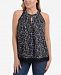 Ny Collection Petite Printed Lace-Hem Halter Top