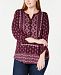 Style & Co Plus Size Mixed-Print Split-Neckline Top, Created for Macy's