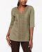 Jm Collection Embellished Lace-Contrast Top, Created for Macy's