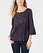 Style & Co Cotton Bell-Sleeve Bustle-Back Top, Created for Macy's