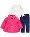 Little Me Baby Girls 3-Pc. Quilted Jacket, Printed T-Shirt & Pants Set