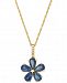 Sapphire (2-1/2 ct. t. w. ) & Diamond Accent Flower 18" Pendant Necklace in 14k Gold