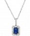 Sapphire (3/4 ct. t. w. ) & Diamond (1/10 ct. t. w. ) 18" Pendant Necklace in 14k White Gold