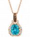 Le Vian Blue Zircon (1-9/10 ct. t. w. ) & Diamond (1/5 ct. t. w. ) 20" Pendant Necklace in 14k Rose Gold