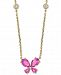 Effy Pink Sapphire (1-1/2 ct. t. w. ) & Diamond (1/10 ct. t. w. ) Butterfly 18" Pendant Necklace in 14k Gold