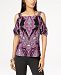 I. n. c. Petite Printed Cold-Shoulder Top, Created for Macy's