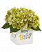 Nearly Natural Green Hydrangea Artificial Arrangement in New Baby Ceramic Planter