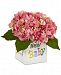 Nearly Natural Pink Hydrangea Artificial Arrangement in New Baby Ceramic Planter