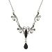 2028 Silver-Tone Black and Hematite Color Crystal Teardrop Collar Necklace 16" Adjustable