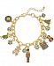 Holiday Lane Gold-Tone Crystal, Stone & Epoxy Nutcracker Charm Bracelet, Created for Macy's