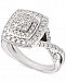 Diamond Halo Cluster Twist Engagement Ring (1 ct. t. w. ) in 14k White Gold