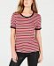 Rebellious One Juniors' Cherry Striped Ringer T-Shirt