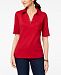 Karen Scott Petite Cotton Studded Cotton Collared Top, Created for Macy's