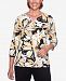 Alfred Dunner Petite Travel Light Floral-Print 3/4-Sleeve Top