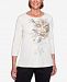 Alfred Dunner Petite Travel Light Embroidered Stud-Trim Top