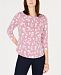 Charter Club Petite Cotton Printed Top, Created for Macy's