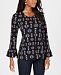 Style & Co Petite Printed Bell-Sleeve Top, Created for Macy's