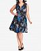 City Chic Trendy Plus Size Floral-Print Sleeveless A-Line Dress