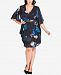City Chic Trendy Plus Size Electric Rose Printed Batwing-Sleeve Dress