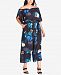 City Chic Trendy Plus Size Electric Rose Printed Off-The-Shoulder Jumpsuit