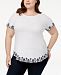 Charter Club Plus Size Cotton Embroidered T-Shirt, Created for Macys