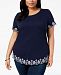 Charter Club Plus Size Cotton Embroidered T-Shirt, Created for Macys