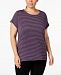 Ideology Plus Size Striped Cutout-Back T-Shirt, Created for Macy's