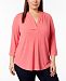 Charter Club Plus Size Dot Print V-Neck Top, Created for Macy's
