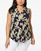 Charter Club Plus Size Printed V-Neck Blouse, Created for Macy's