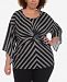 Ny Collection Plus Size Striped Twist-Front Top