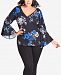 City Chic Trendy Plus Size Printed Bell-Sleeve Top