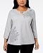 Alfred Dunner Plus Size Smart Investments Floral-Applique Top