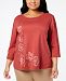 Alfred Dunner Plus Size Sunset Canyon Crochet-Trim Top