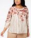 Alfred Dunner Plus Size Sunset Canyon Embellished 3/4-Sleeve Top