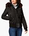 Vince Camuto Faux-Fur-Trim Hooded Bomber Coat