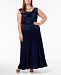 R & M Richards Plus Size Ruched Glitter Gown