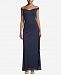Betsy & Adam Off-The-Shoulder Ruched Gown
