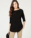 Charter Club Pure Cashmere Donegal Sweater with a Shirttail Hem, Created for Macy's