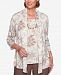 Alfred Dunner Sunset Canyon Floral-Print Layered-Look Necklace Top