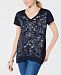 Style & Co Metallic-Print T-Shirt, Created for Macy's