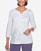 Alfred Dunner Smart Investments Embroidered 3/4-Sleeve Top
