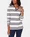 Charter Club French Terry Striped Henley Top, Created for Macy's