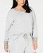 Alfani Plus Size Brushed Hacci Knit Striped Pajama Top, Created for Macy's