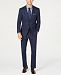 Perry Ellis Men's Slim-Fit Stretch Dark Blue Windowpane Plaid Suit