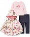 Little Me Baby Girls 3-Pc. Floral-Print Puffer Jacket, Top & Leggings Set