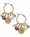 Charter Club Gold-Tone Coin, Bead & Imitation Pearl Hoop Earrings, Created for Macy's